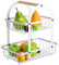 EliteHoff Obst Etagere 2 Stöckig | 2-stöckiger Obstkorb Rack, Gemüsekorb Edelstahl, Aufbewahrungskorb aus Metall für Obst, Gemüse, Brot, Snacks - Brotkorb Eckig, Drahtkorb für die Küche (Weiß)