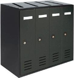 ALUBOX CUBO Briefkastenanlage 4 Fächer 38,5x43x25 cm aus Verzinktem Blech Vertikale Briefkastenanlage für Innen- und Geschützten Außenbereich (Anthrazit)