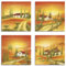 ARTLAND Wanddeko Leinwand Bilder Set 4tlg. je 40x40 cm Quadratisch Wandbilder Landschaft Italien Malerei Ocker Toskana Dorf J6KX