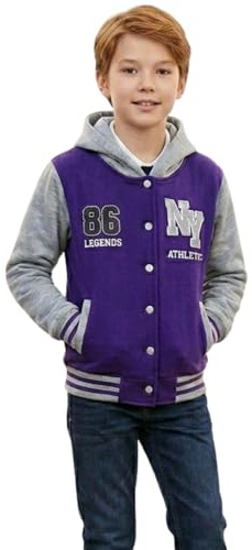 A2Z 4 Kids Girls Boys Baseball NYC Athletic Hoodie - NY Jacket Purple 11-12