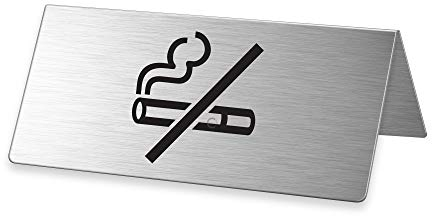 Tischaufsteller Nichtraucher 85x40 mm Tischschild aus Edelstahl Nr.2699-1