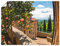 ARTLAND Wanddeko Poster & Kunstdrucke Wandposter 80x60 cm Fensterblick Toskana Landschaft Garten Rosen Balkon Natur T4QS