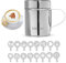 LIVIVO Stainless Steel Chocolate Shaker Duster with 16 Cappuccino Coffee Barista Stencils