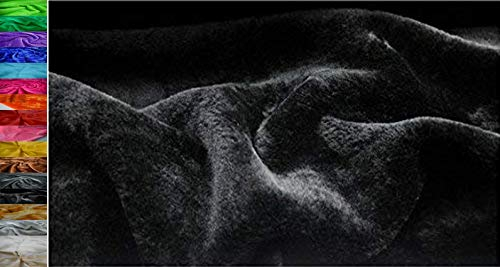 StoffBook SCHWARZ KUNSTPELZ KANINCHEN PLÜSCH STRETCH STOFF STOFFE, C950