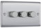 BG Electrical Intelligent Triple Wall Dimmer Switch, 2 Way, Raised Profile, Round Edges, Nexus Metal, Brushed Steel, 200W, NBS83