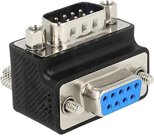 Delock Adapter Sub-D 9Pin St/Bu 90G gewinkelt Schraube/Mutter tauschbar, 65593, Schwarz, Silber