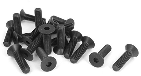 sourcing map 20 Stück M8 x 30mm Senkkopfschrauben Flachkopfschrauben Senkkopfschrauben mit Innensechskant Schwarz