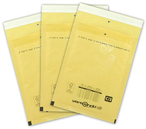 versando 100x C3 Luftpolsterumschläge Innenmaß 150 x 215 mm Außenmaß 170 x 225 mm braun/goldgelb für DIN A5 / A6