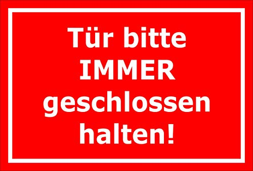 Melis-Folienwerkstatt Aufkleber – Tür Immer geschlossen - 30x20cm – S00085-141-D 20 VAR
