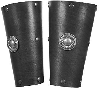 Andracor - Armschienen Römischer Gladiator - Echtleder für Legionäre, Antike, Sparta & LARP - schwarz