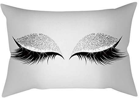 Dekoration Zierkissenbezüge Wimpern Muster Polyester Kissenbezug Büro Auto Cafe Kissenbezug Schlafsofa Decor(L)
