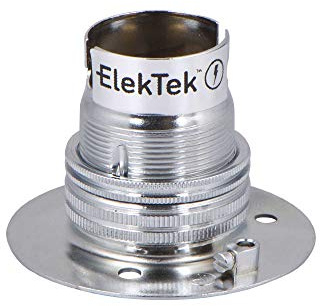 ElekTek B22 BC Lampenfassung, 52 mm Durchmesser, 3 Befestigungslöcher, Chrom
