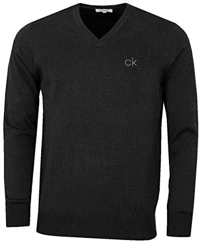 Calvin Klein Golf Mens V-Neck Tour Sweater - Charcoal Marl - M