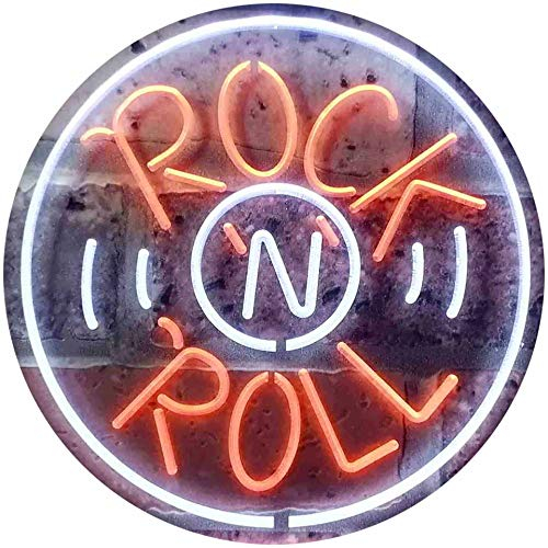 Rock and Roll Music Bar Illuminated Dual Color LED Barlicht Neonlicht Lichtwerbung Neon Sign Weiß & Orange 300 x 210mm st6s32-i0489-wo