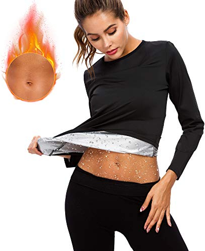 Hocaies Sauna Shirt Damen Neopren Saunaanzüge Fitness Korsett zum Schwitzen Waist Trainer Body Shaper für das Cardio oder Ausdauertraining Geeignet.