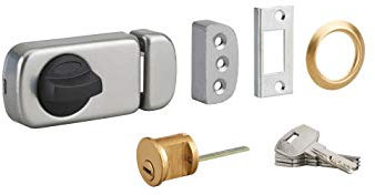 THIRARD - Boitier de Serrure en Applique Beluga à Tirage pour Porte d'Entrée - Droite - 3 Points - Axe 45 mm - Acier - Gâche Équerre - Poignée Double - Marron