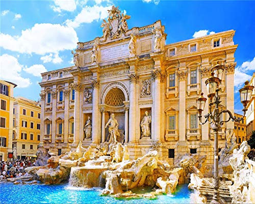 ZSFFSZ Jigsaw Puzzle 1000 Pezzi Roma,Fontana di Trevi,Puzzle Classico Puzzle 3D Kit Fai da Te Giocattolo in Legno Arredamento per La Casa