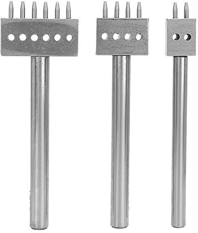 Leather Craft Hole Punching Set, 3 Pieces, 2/4/6mm Spacing Punch Tools, Belt Hole Puncher