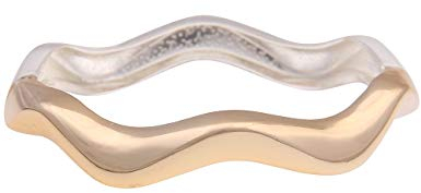 Leslii Damen-Armband Bicolor Armreif zweifarbiges Statement-Armband silbernes goldenes Modeschmuck-Armband in Silber Gold