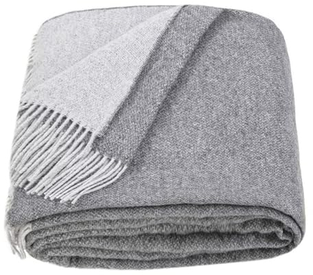 LYHome Merino Decke - Kuscheldecke Tagesdecke Sofa Wolldecke, Blanket Überwurfdecke Sofadecke Wohndecke, Flauschige Couchdecke Merinodecke, Flauschig Warm Plaid 140x200 cm Grau - Hellgrau Doppelseitig