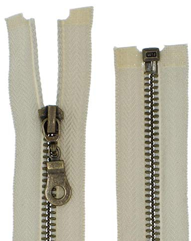 Erlif Metall-Reißverschluss Metall teilbar 5mm (Hellbeige, 70cm)