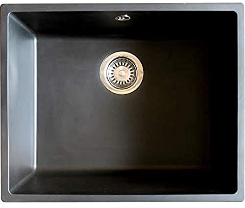 Essebagno Sierra fregadero de una cubeta 54x44 en resina negra