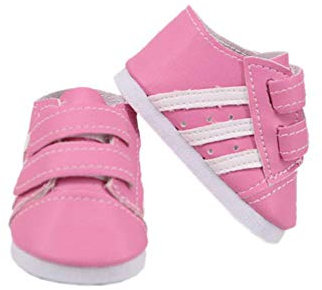 Aeromdale Doll Shoes - Striped Sneakers, Casual Lazy Shoes for 18 Inch American Dolls - Pink - 1 Pair
