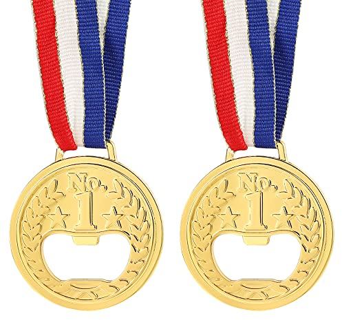 Cabilock 2PCS Gold Medaille Förmigen Flasche Opener Edelstahl Bier Opener für Hochzeit Gefälligkeiten/Weihnachten/Partei
