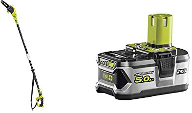 RYOBI ONE+ 18V OPP1820 Cordless Pole Pruner, 20cm Bar (Body only) & RB18L50 ONE+ Lithium+ 5.0Ah Battery, 18 V