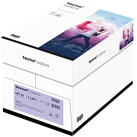 inapa farbiges Druckerpapier, buntes Papier tecno Colors: 120 g/m², A4, 1.250 Blatt (5x250), violett