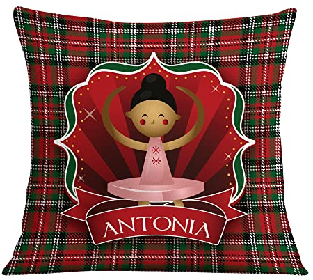 Babloo Cuscino Quadrato Natalizio Idea Regalo Natale Schiaccianoci Personalizzabile con nome (Ballerina, 40X40cm)