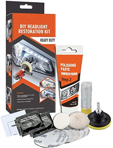 Kit de réparation Polish Voiture.Restauration de phares pour Auto et Moto.Renovateur de Lampe de Nettoyage.Lingette Anti Decoloration Kit Pad Polissage Phare Bricolage.Machine à Brouillard