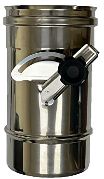 Manicotto acciaio inox MF valvola di regolazione manuale per canna fumaria camino stufa barbecue (Diametro D 130 mm)