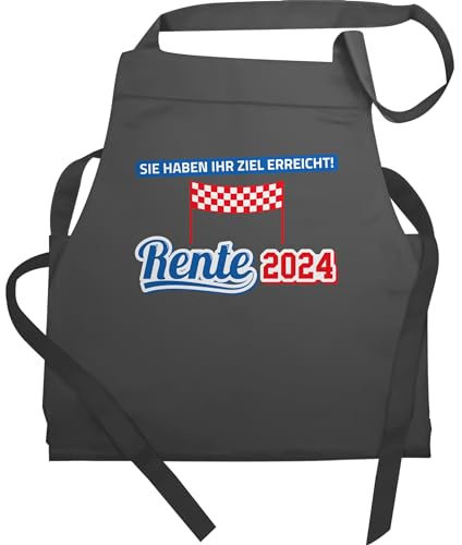 Schürze Geschenk - Rentner - Erwachsene - Rente 2024 - 60x87 - Anthrazit - kochschürze baumwolle zum ruhestand damen pension renteneintritt zur pensionierung pensionsgeschenk abschied rentenbeginn
