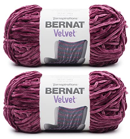 Bernat Velvet Burgunderrot Pflaumengarn – 2 Packungen mit 300 g – Polyester – 5 sperrig – 300 Meter – Stricken/Häkeln