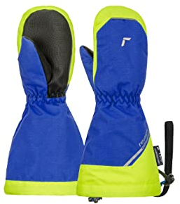 Reusch Wes R-TEX XT Mitten sehr warme, wasserdichte, Winddichte und atmungsaktive Winterhandschuhe Fäustlinge Kinder Babys Kleinkinder Mädchen und Jungen, blau-gelb, II (ca. 2-3 Jahre)