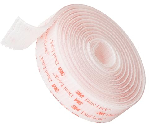 3M Dual Lock SJ3560 Cinta Adhesiva de Doble Fina Extra Fuerte Resistente 25 mm x 1,9 m Color Transparente 1 Rollos con Cierre Resellable con Forma de Hongo Entrelazado para en Interiores y Exteriores