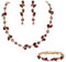 EVER FAITH Kristall Schmuck-Sets elegante Marquise- und Runde- Schliff Strass Blatt Halsketten, Ohrringe und Armband-Set für Damen Lila Gold-Tone