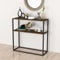 [en.casa] Table Console pour Salon Table d'Appoint Rectangulaire avec Surface de Rangement Panneau de Particules Métal 90 x 90 x 34 cm Effet Chêne Patiné Noir