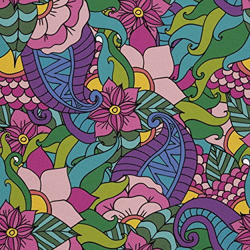 HEKO PANELS Stoff Oxford Wasserdichte Meterware Canvas-Stoff Polyester Stoff Zum Nähen Nähstoffe Möbelstoffe Dekostoffe Wasserabweisend Blickdicht Blumen Ethnisch 1 Meter 155 x 100 cm