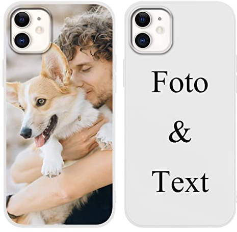 Yoedge Personalisierte Handyhülle für Apple iPhone 11 Hülle Personalisiert 6,1, Weiß Hülle mit Eigenem Foto Bedrucken Bild Text Individuelle Schutzhülle Selbst Gestalten für iPhone11