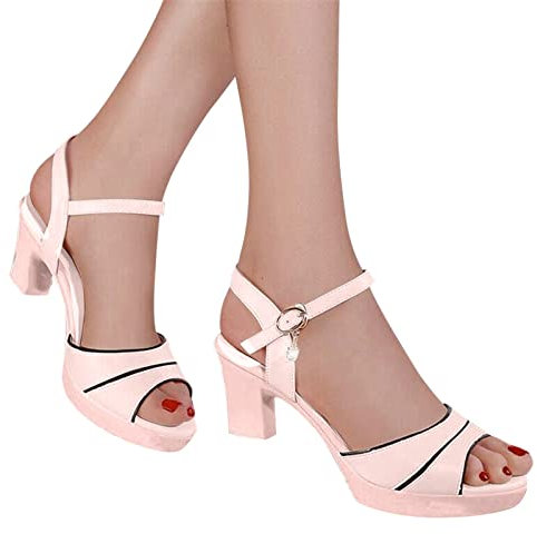 MJGkhiy Sandali Donna Eleganti Sandali Donna Con Tacco Basso Sandali Cerimonia Donna Rosa Cipria Sandali Estivi Donna Lacci Sandali Donna Eleganti Bassi Punta Aperta Spiaggia Sandali