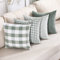 CARRIE HOME Farmhouse Salbeigrün Plaid Kissenbezüge 45.7x45.7 cm, 4er-Set Frühling Neutral Wurfkissen, Hellgrün kariert, dekorativer Kissenbezug für Innenbereich, Couch, Bett oder Veranda, Grau,Grün
