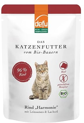 defu Katzenfutter | 14 x 85 g | Bio Rind Harmonie Nassfutter | Premium Bio Katzenfutter | Pate für Katzen