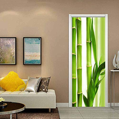 stickers paroi de douche 50x125cm(19.68 inches * 49.21 inches)Vert bambou Porte murale décoration de la maison mur Art peintures murales décalcomanies salon pépinière Restaurant hôtel Café bureau déco