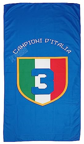 LIGUORO SHOP Strandtuch Neapel Champion d'Italia Tricolore 3° Schild aus Mikrofaser 180 x 90 cm, Schwimmbad Strand Fußball