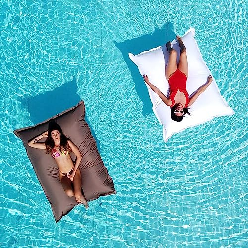 Avalon - Cuscino Galleggiante per Piscina Pouf Poltrona Sacco Way Grande, Puffo Amaca, Pouf a Sacco in Tessuto Tecnico Antistrappo e Impermeabile, Arredo Moderno, Made in Italy(175x140cm-Bianco)