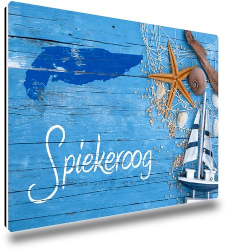 TRIOSK Kühlschrankmagnete Nordsee Magnet Insel Spiekeroog Spruch Souvenir Geschenk Maritim für Reiselustige Frauen Männer Nordseeliebhaber Kühlschrank stark eckig groß 85x55 mm