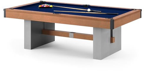 Bison Billardtisch | Loft Schiefer | 9 ft | Möbel Qualität aus Birkenfurnier | Beton-Look Sockel | K-66 Natur Kautschuk Banden