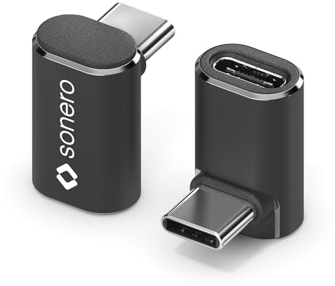 Sonero USB-C Stecker auf 90° Winkel USB-C Buchse (1er), Adapter, 40Gbps, 240W, 8K60Hz, Aluminium Gehäuse, schwarz